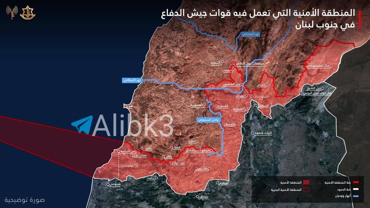Israeli Army Publishes Map of Troop Deployment in Southern Lebanon