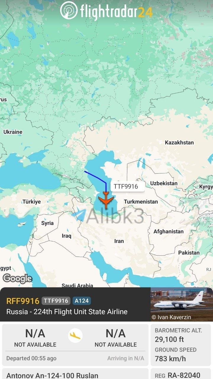 Russian An-124 Cargo Plane Heads to Iran