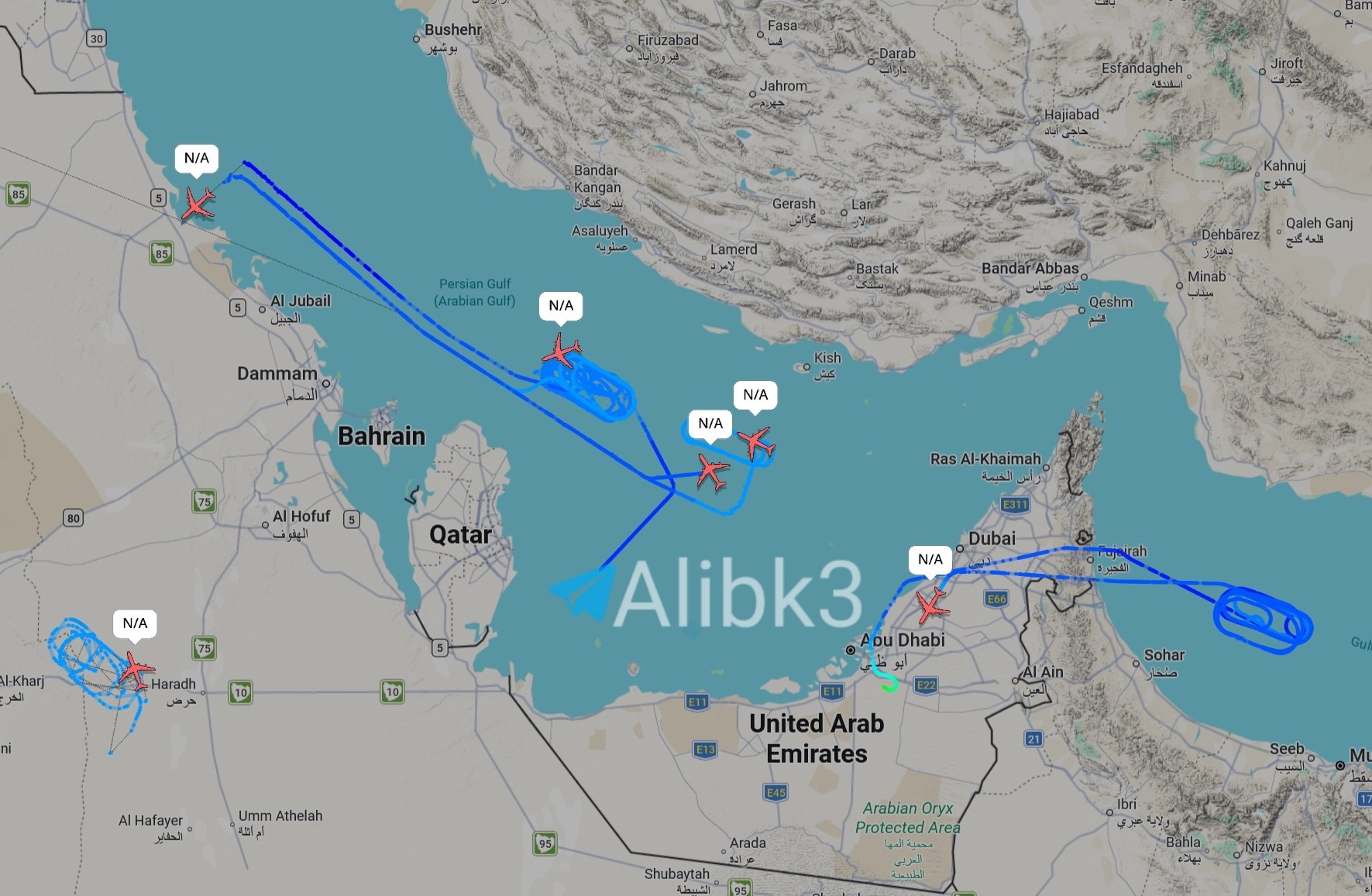 Six US KC‑135R Planes Fly Over Middle East