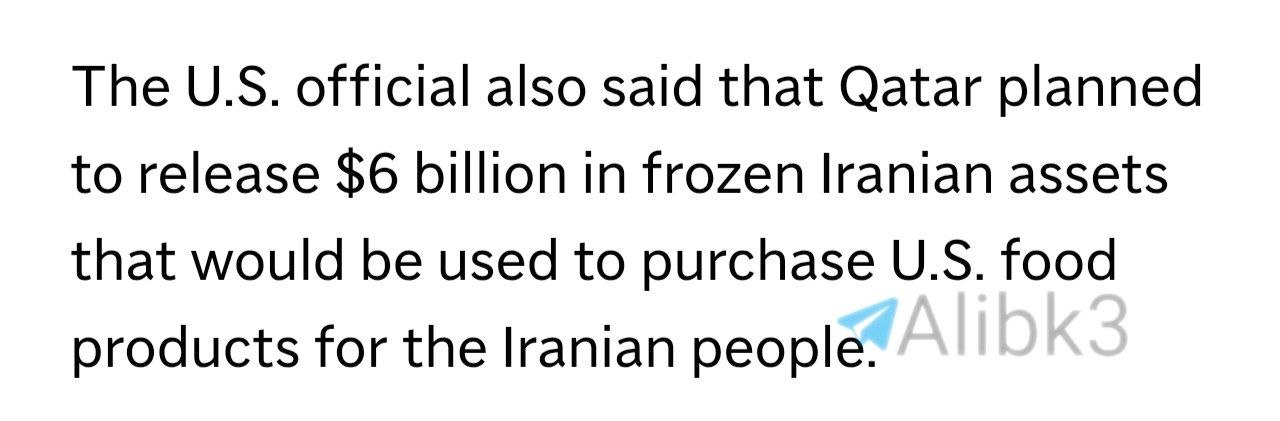 Qatar to Release $6B of Frozen Iranian Assets for Food Aid