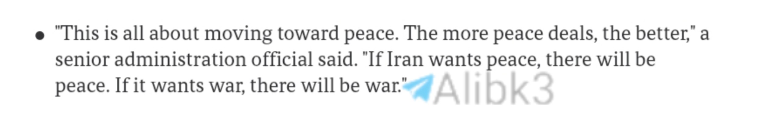 Trump Official: Iran's Choice Determines Peace or War