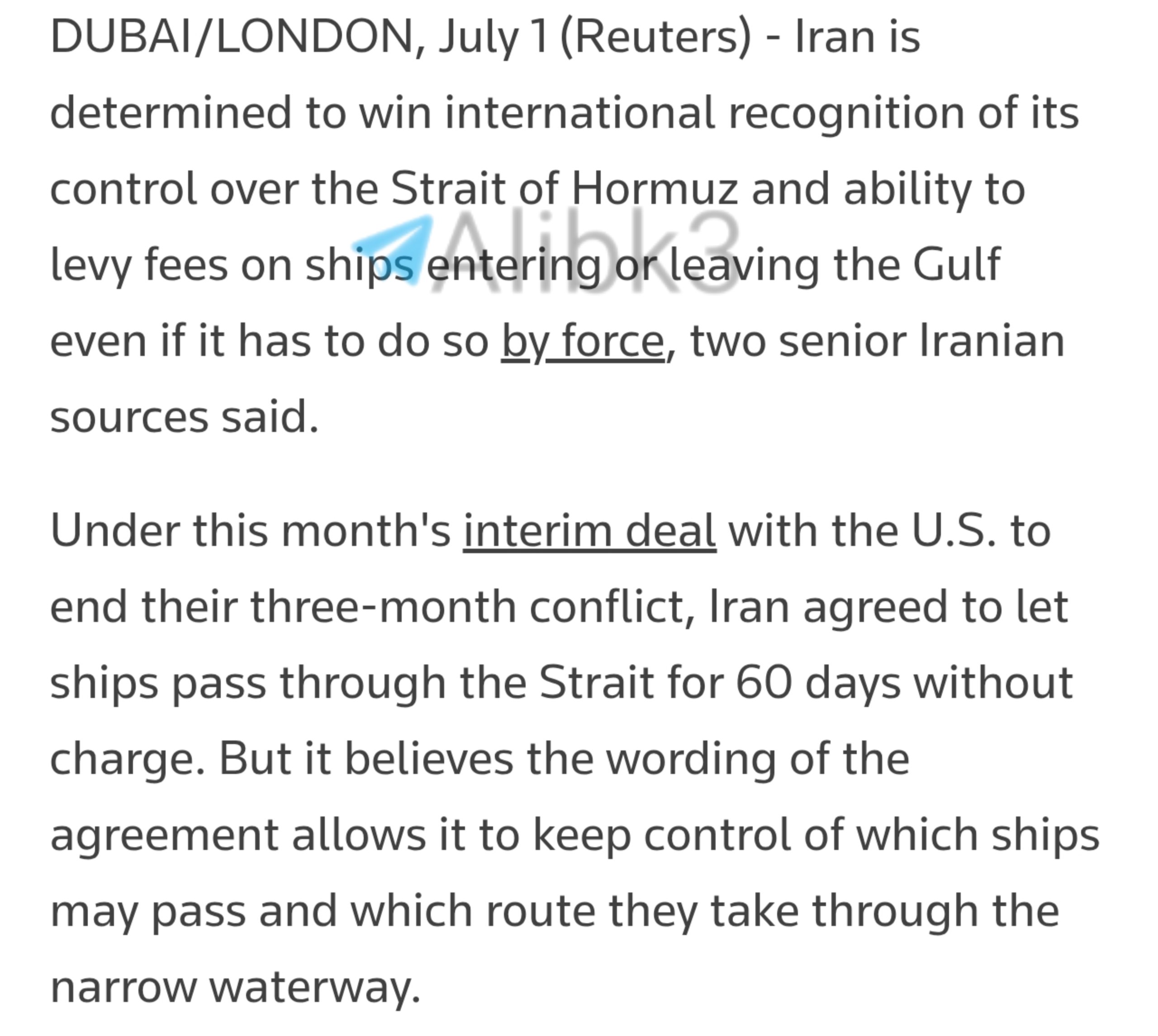 Iran Pushes for Global Recognition of Hormuz Control