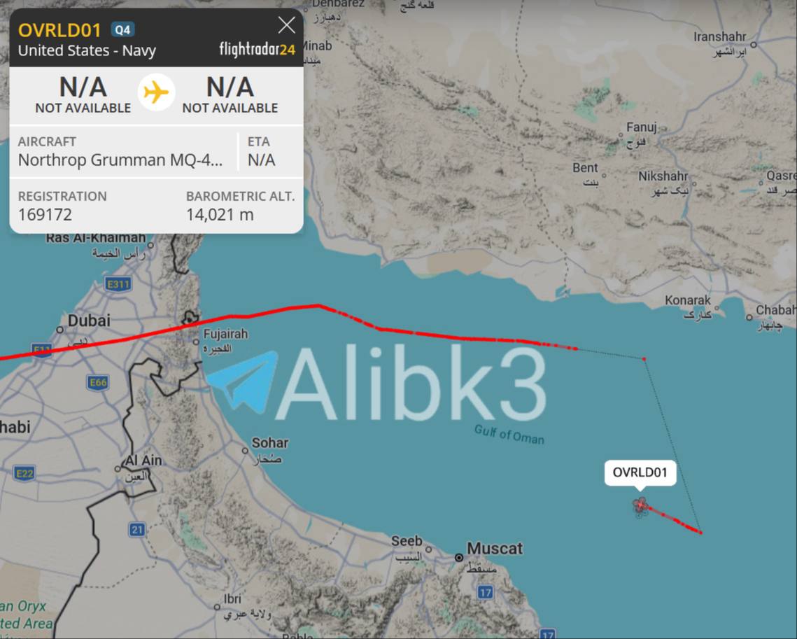 US MQ‑4 Drone Patrolling Near Iranian Coastline
