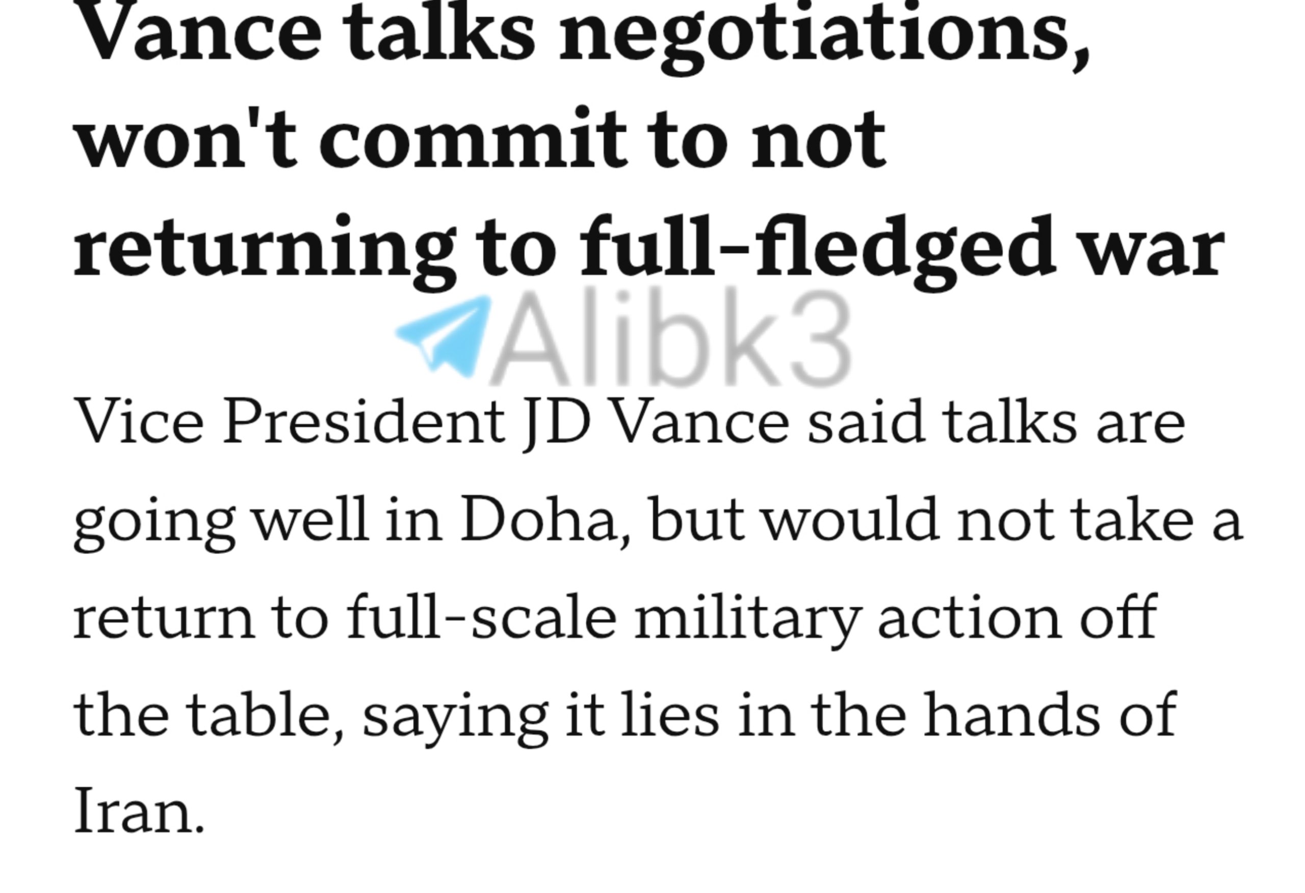 Doha Talks Continue, Military Action Not Ruled Out