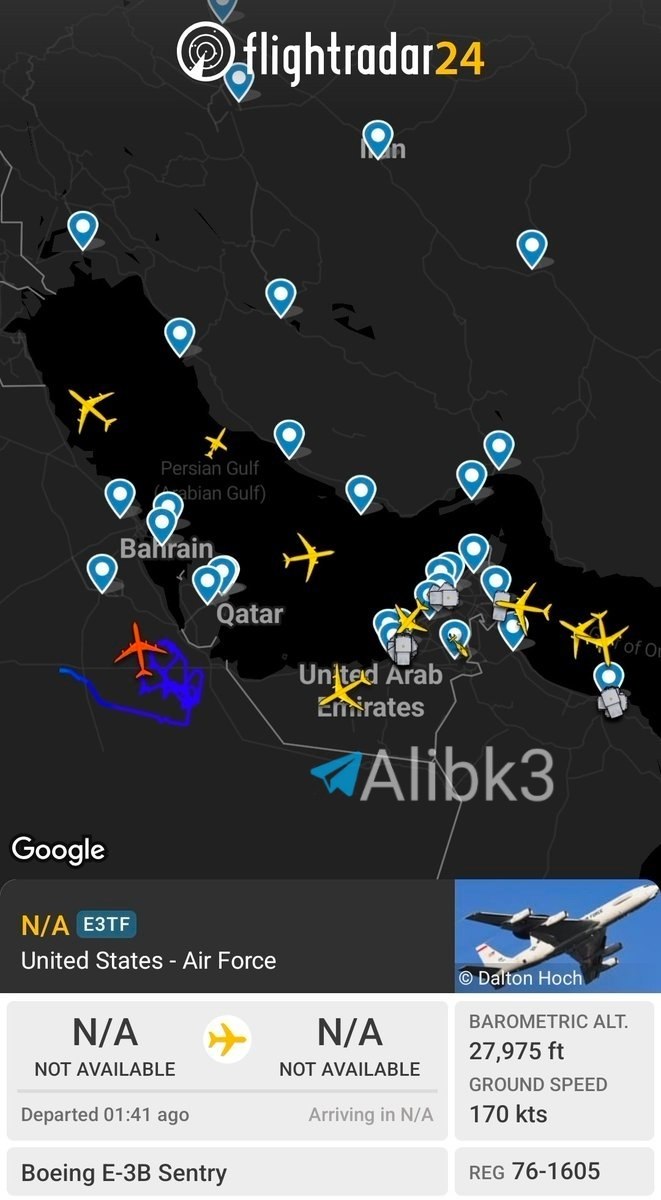 US E-3 Aircraft Near Strait of Hormuz