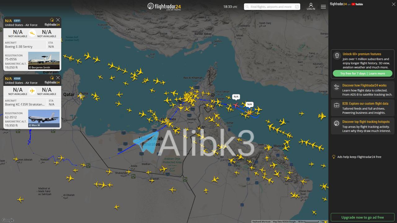 US E-3B Early Warning Plane Takes Off from Saudi Base