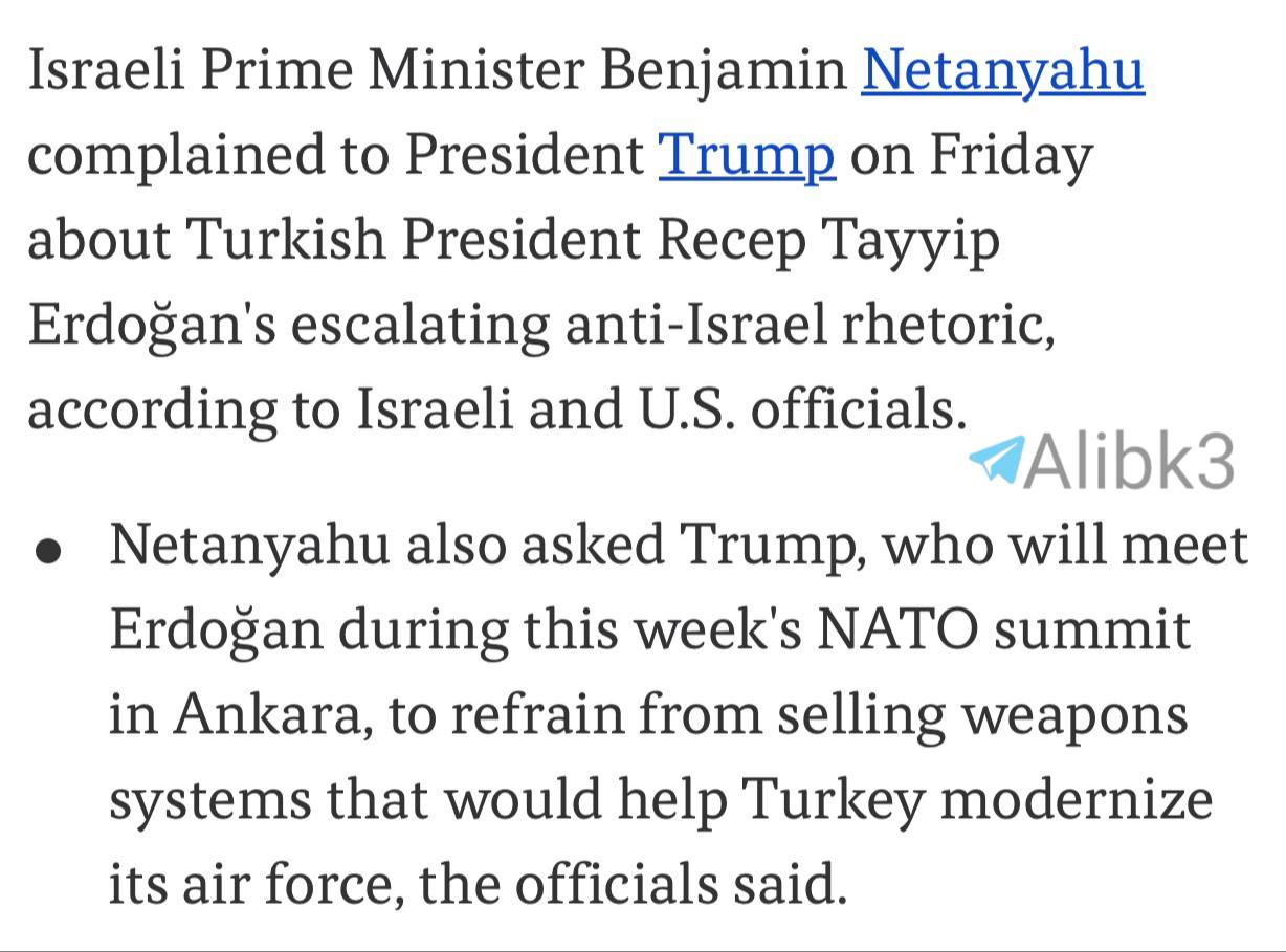 Netanyahu Urged Trump to Block Turkey Weapons Sales Over Anti-Israel Rhetoric