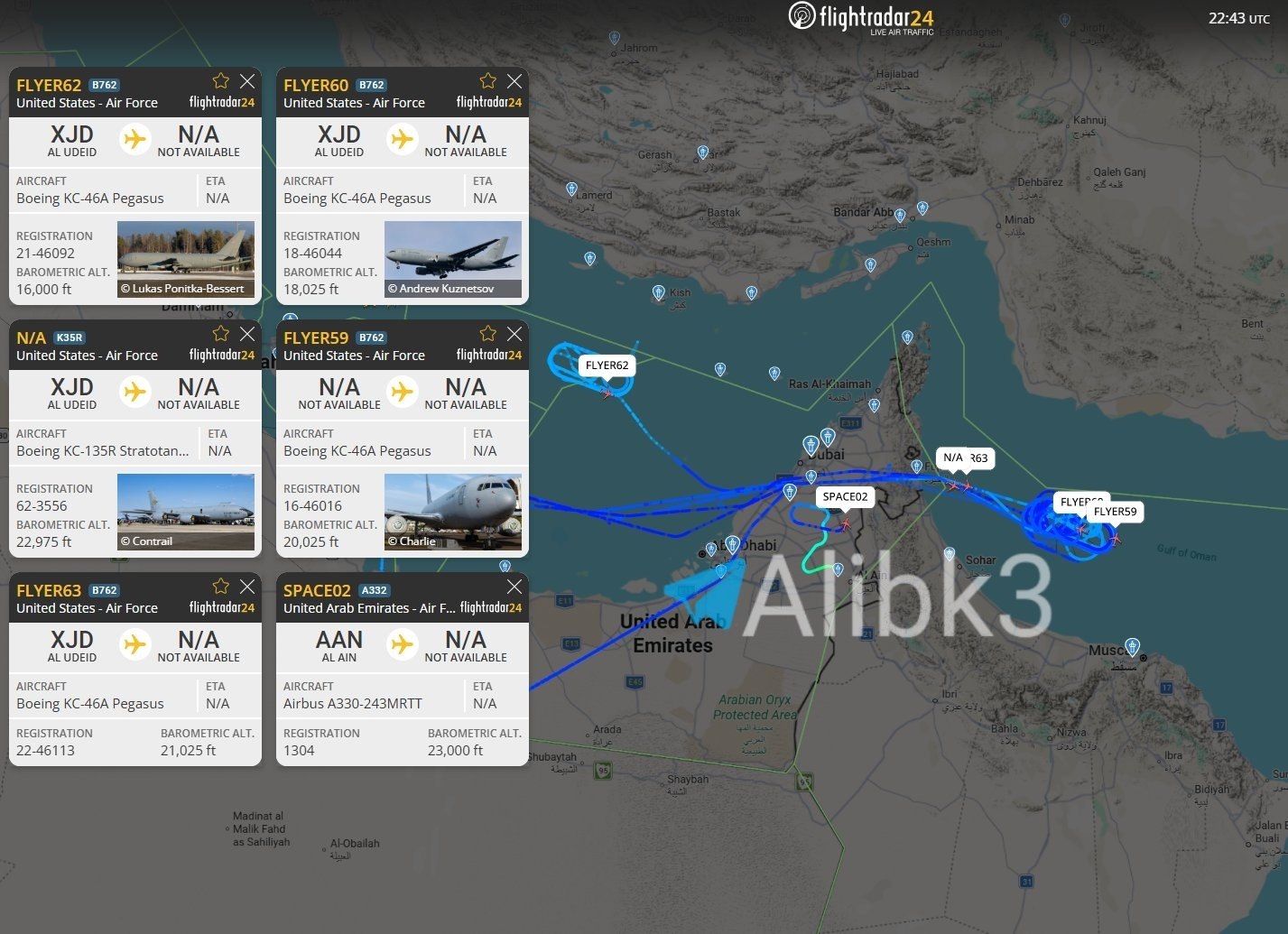 US Refueling Aircraft Spotted in Large Numbers Near Strait of Hormuz