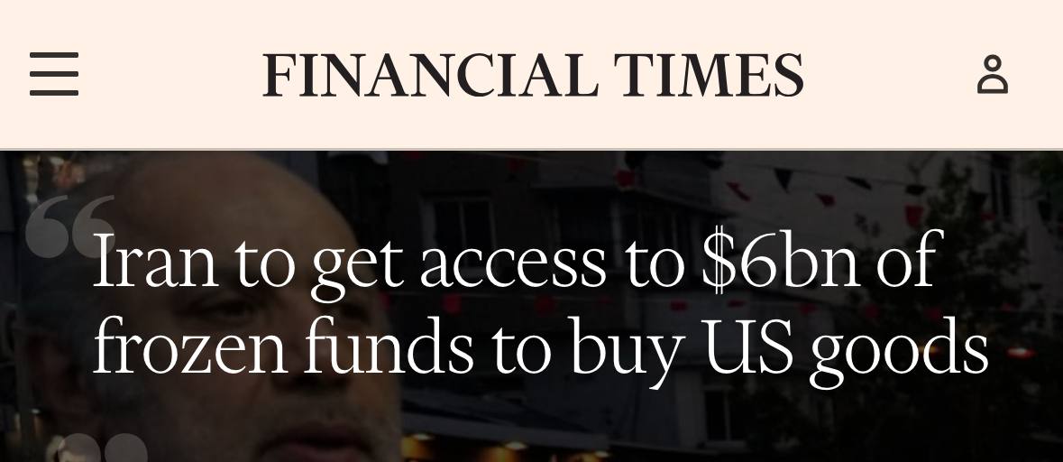 $6 Billion of Iran’s Frozen Funds to Be Released for U.S. Purchases