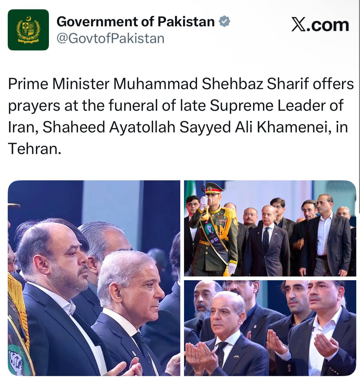 Pakistan Uses 'Shaheed' to Refer to Iran's Khamenei