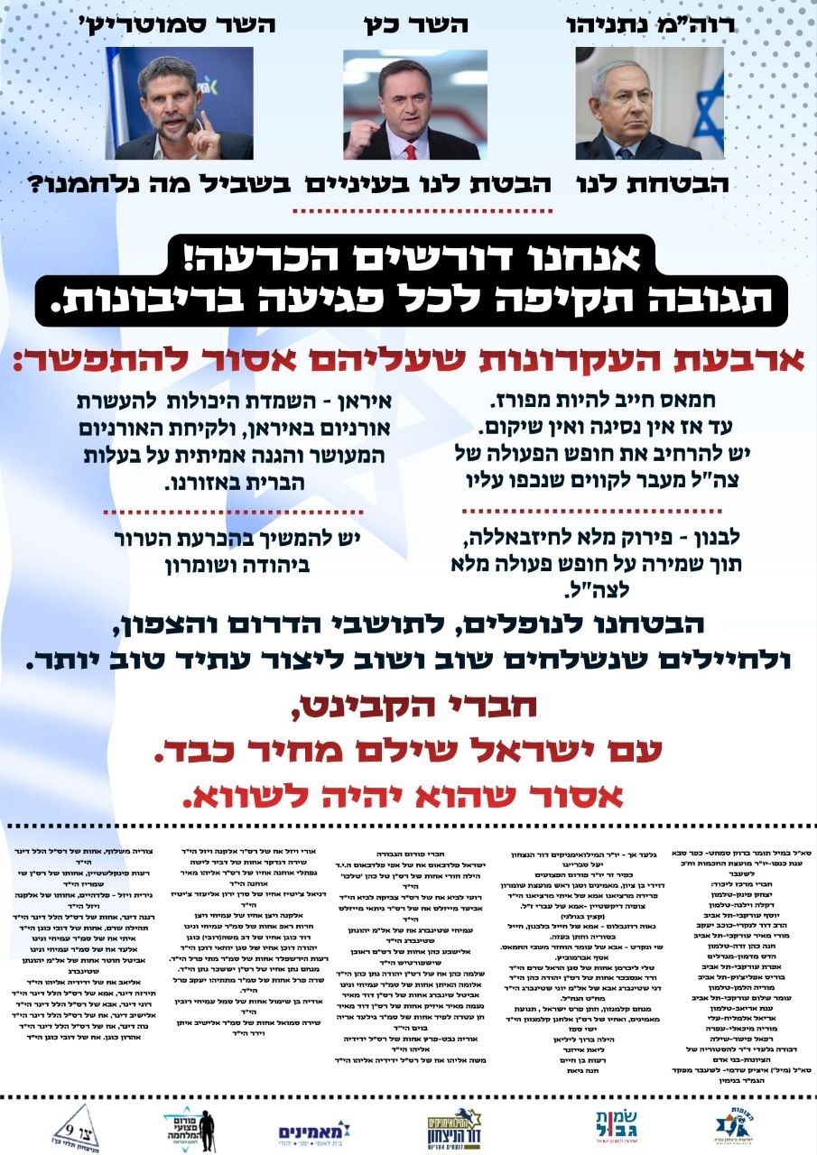 Likud and Civil Groups Call for Continued War Across Fronts