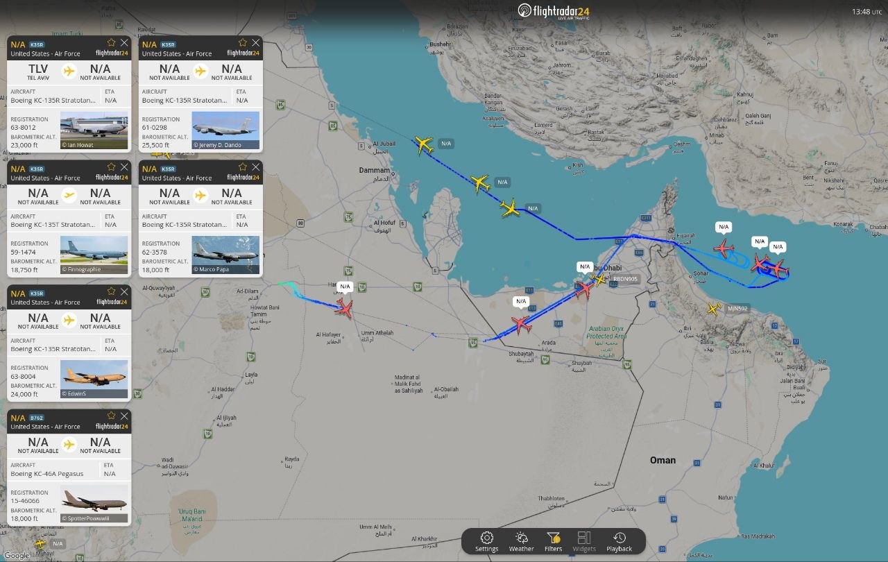 US Refueling Tankers Spotted Over Strait of Hormuz