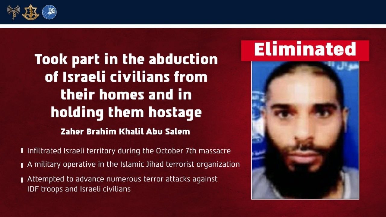 Israel says Islamic Jihad member killed after Oct 7 infiltration