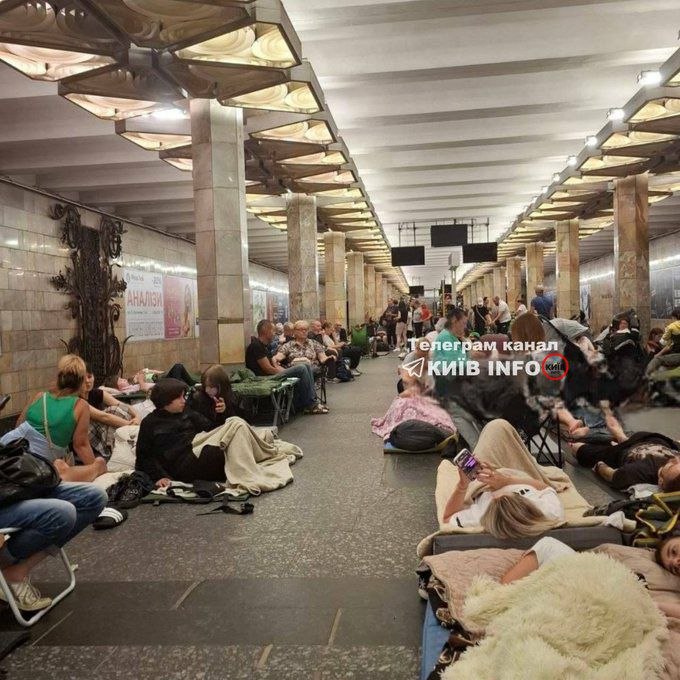 Kyiv Metro Crowded as Residents Seek Shelter from Russian Airstrikes