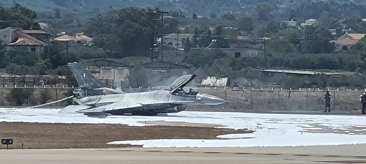 Greek F-16C Catches Fire After Hard Landing at Zakynthos Airport