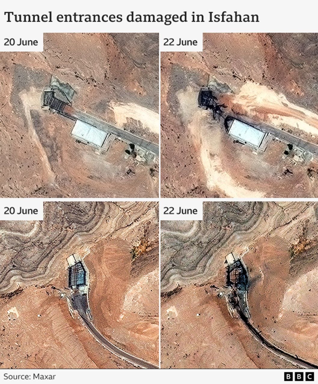 Satellite images show Isfahan nuclear tunnel entrances remain blocked with soil