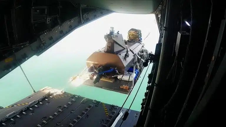 UK Successfully Tests First Drone Boat Airdrop from A400M Transport Aircraft